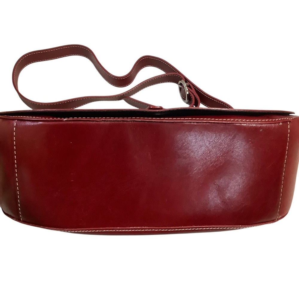 Valerie Steven’s Vintage Y2K Burgundy Leather Saddle Bag Rare - Picture 8 of 16